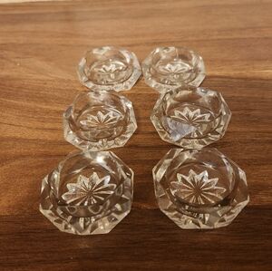 Vintage Set of 6 Crystal Clear Cut Glass Salt Cellars